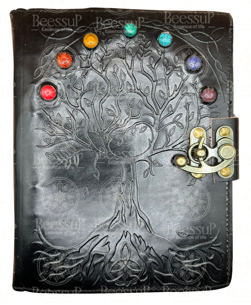 [BEE111] Carnet Artisanal Arbre de Vie et Chakra (Noir)