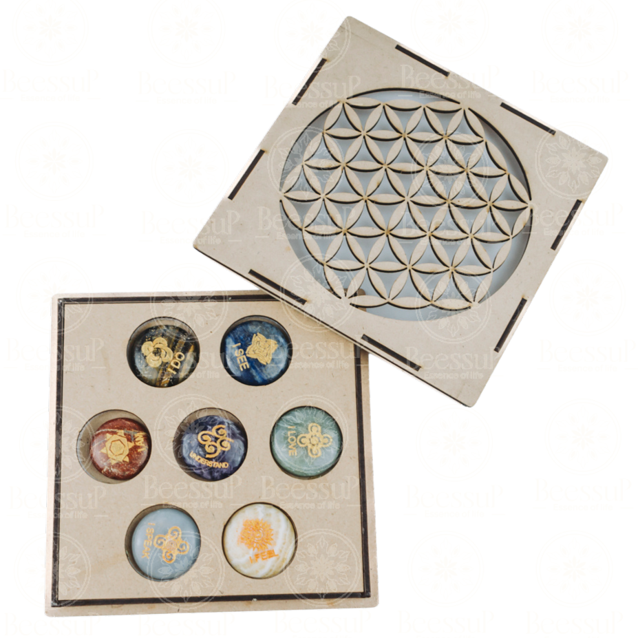 Cofres 7 Chakra (Rond avec Verbe, Fleur de Vie)